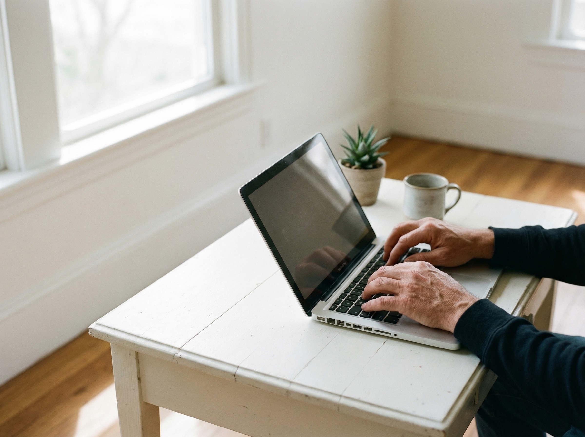 Person working simply with AI